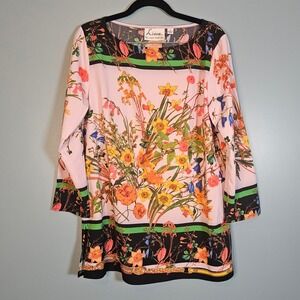 Linea by Louis Dell' Olio Women's Size 8 Floral Print Long Sleeve Tunic Top